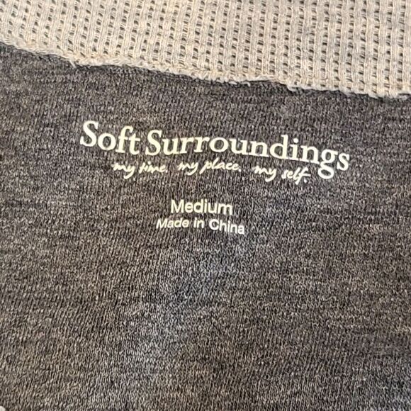 Soft Surroundings Grey Half Button Downtime Henley Tunic Top | M - Picture 6 of 7